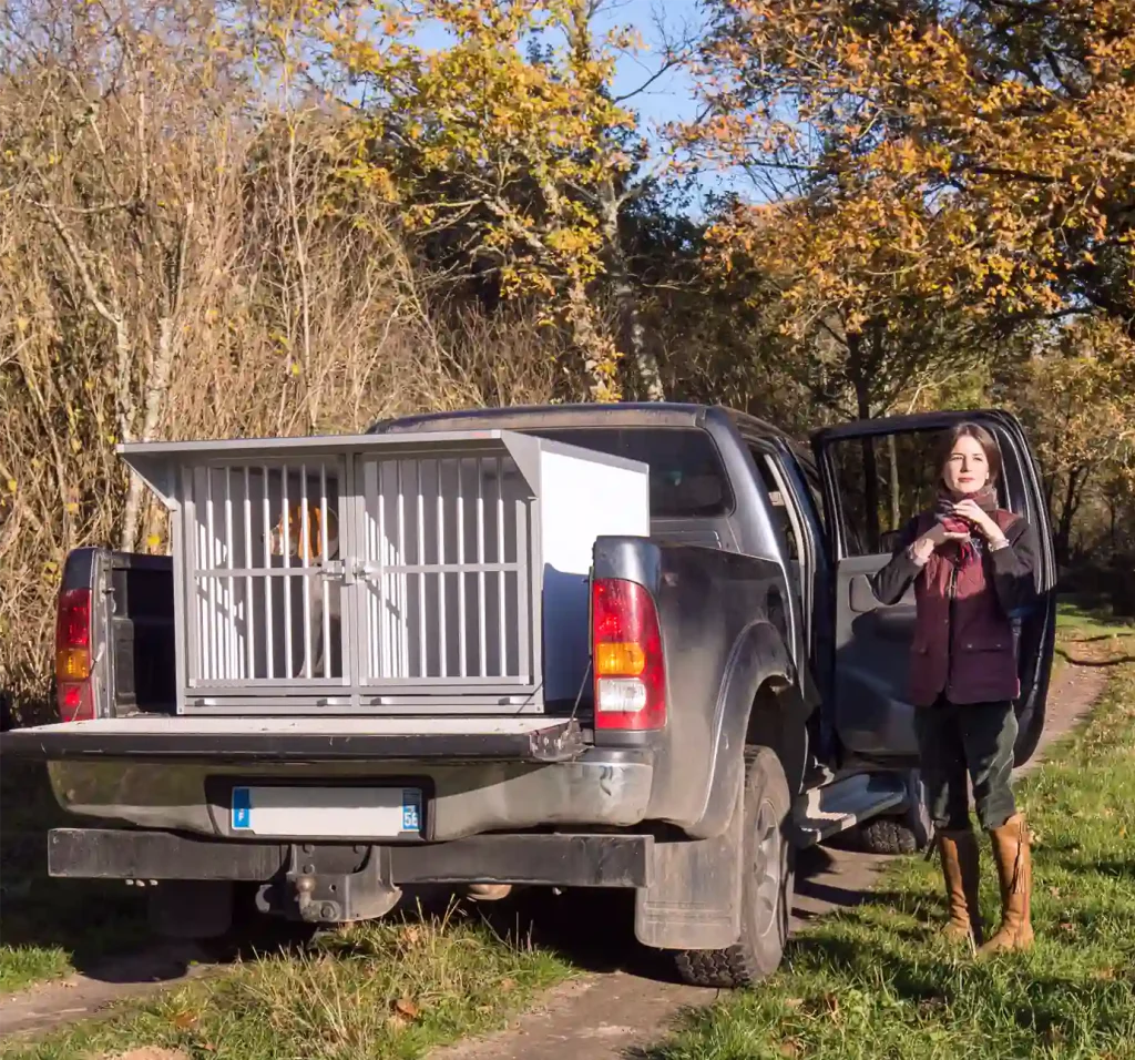 Caisse de transport Braveur pour pick-up benne ouverte pour emmener les chiens à la chasse